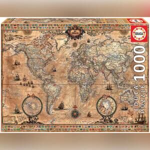 NWT Educa Antique World Map 1000-Piece Puzzle, Brown, (15159)